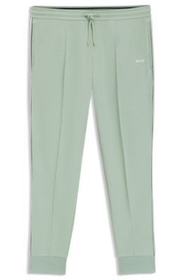 Piping-detail tracksuit bottoms in a cotton blend, Light Green