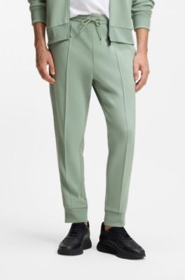 Piping-detail tracksuit bottoms in a cotton blend, Light Green