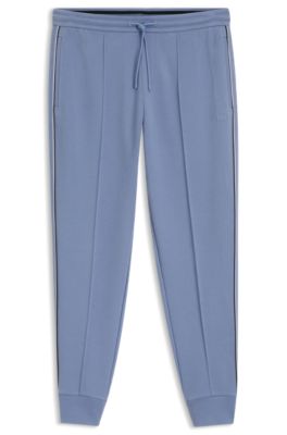 Piping-detail tracksuit bottoms in a cotton blend, Light Blue
