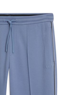 Piping-detail tracksuit bottoms in a cotton blend, Light Blue
