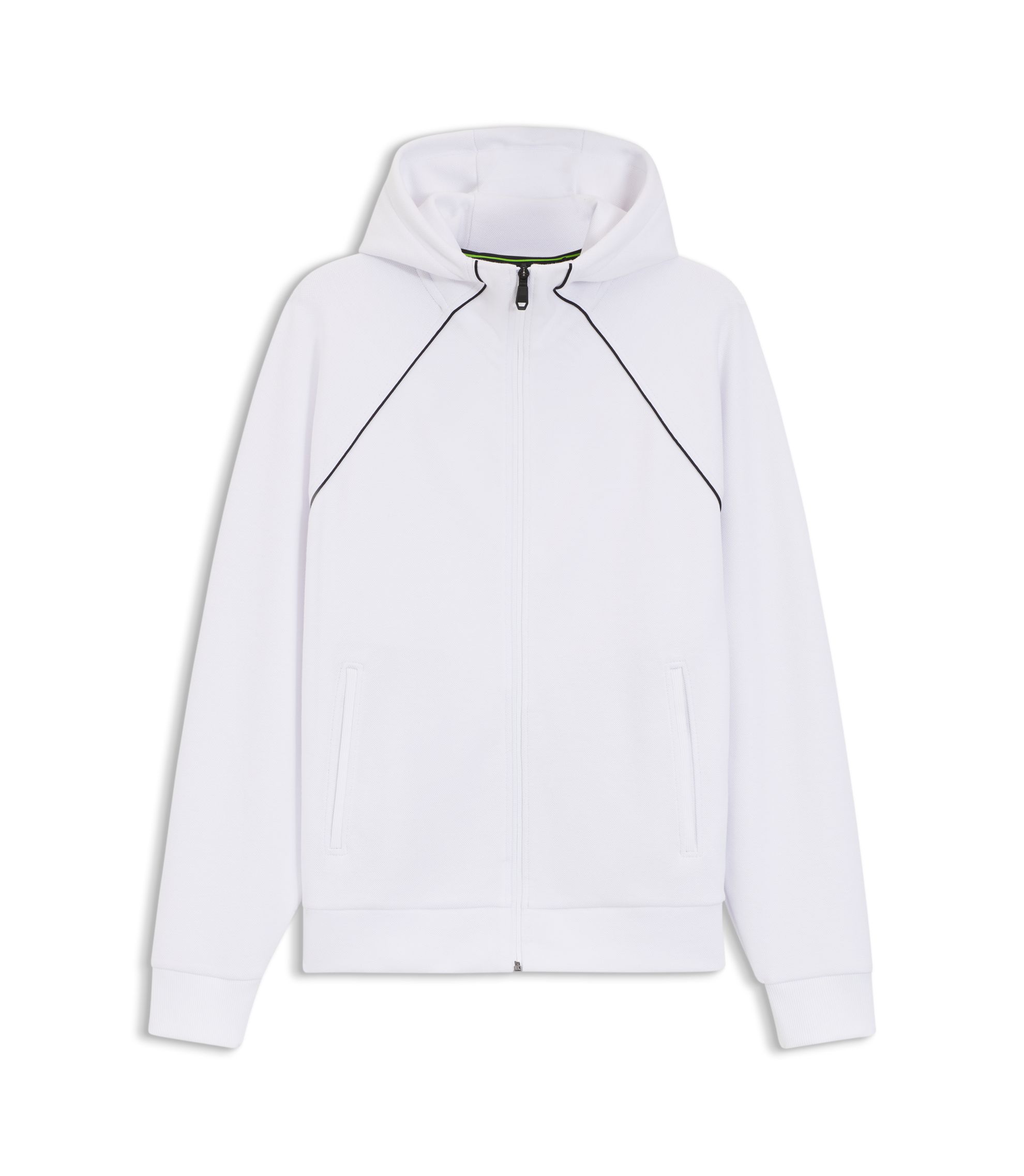 BOSS - Piping-detail zip-up hoodie in a cotton blend - White