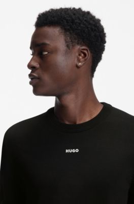 Pull Slim en coton avec logo, Noir