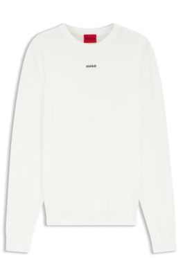 Logo-detail sweater in cotton, White
