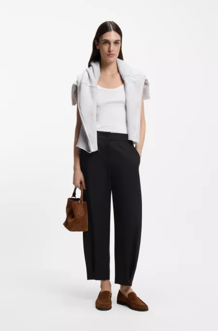 Barrel-leg trousers in stretch twill