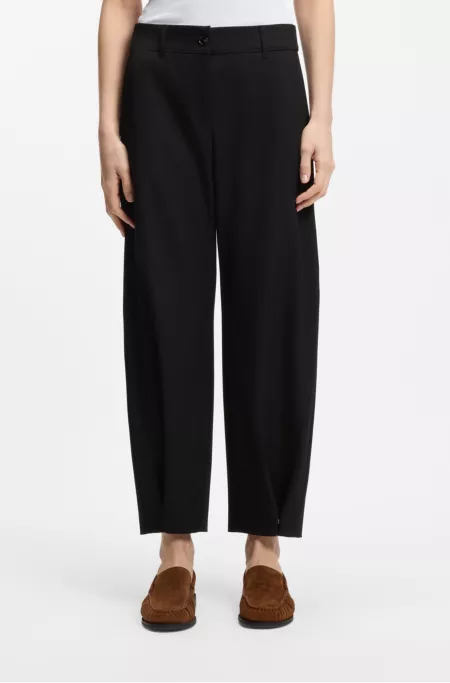 Barrel-leg trousers in stretch twill