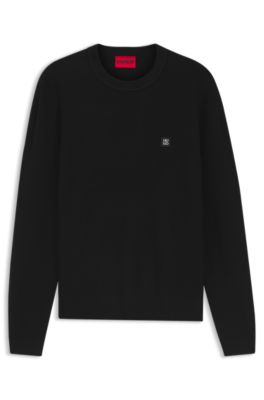 Knitted sweater with stacked logo, Black
