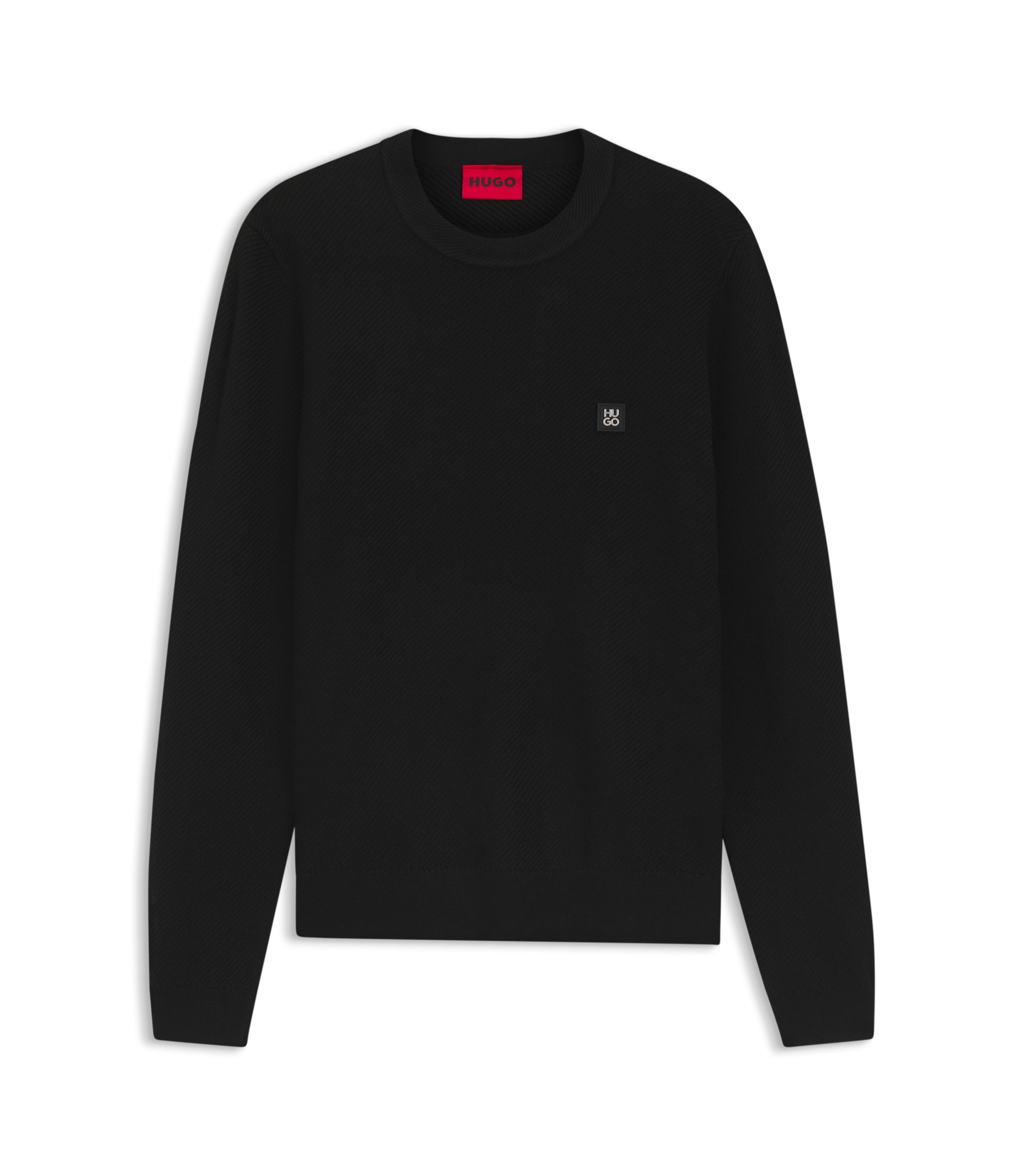 HUGO - Knitted sweater with stacked logo - Black