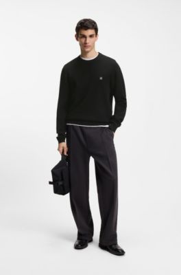 Knitted sweater with stacked logo, Black