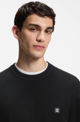 Knitted sweater with stacked logo, Black