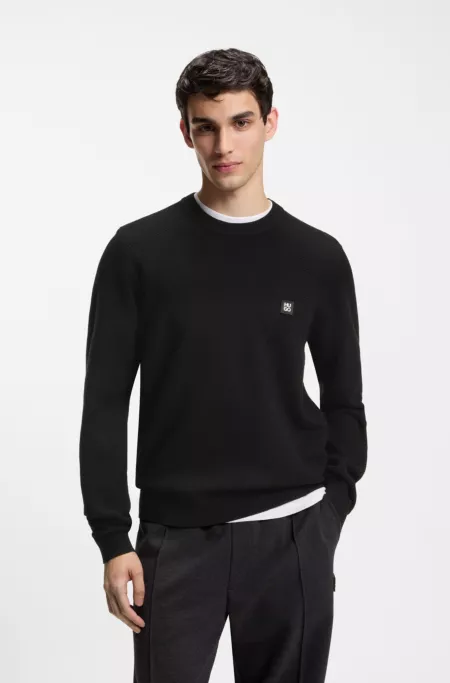 Knitted sweater with stacked logo