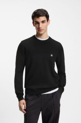 Knitted sweater with stacked logo, Black