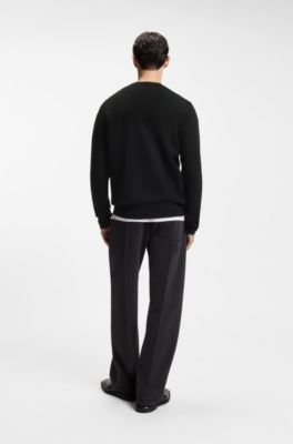 Knitted sweater with stacked logo, Black
