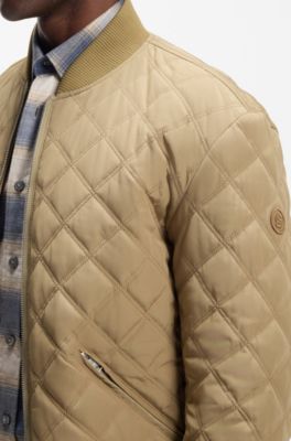 Reversible water-repellent jacket with quilting, Khaki