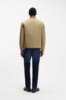 Reversible water-repellent jacket with quilting, Khaki