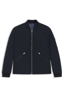 Reversible water-repellent jacket with quilting, Dark Blue