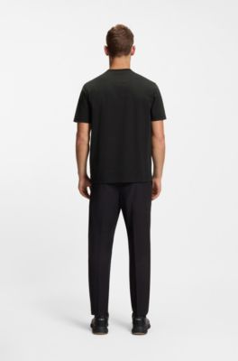 Camiseta relaxed fit de algod&oacute;n el&aacute;stico con logo tonal, Negro