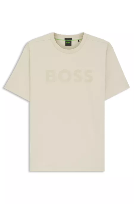 Tonal-logo T-shirt in stretch cotton