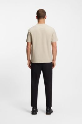 Camiseta relaxed fit de algod&oacute;n el&aacute;stico con logo tonal, Beige claro