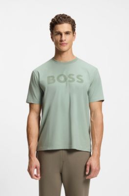 T-shirt Relaxed en coton stretch avec logo ton sur ton, Chaux
