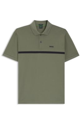 Paddy polo shirt with engineered stripe, Khaki