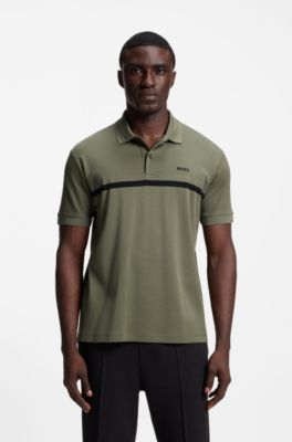 Polo Paddy tejido de algod&oacute;n con rayas horizontales, Caqui