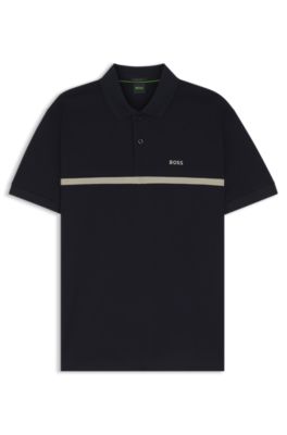 Paddy polo shirt with engineered stripe, Dark Blue