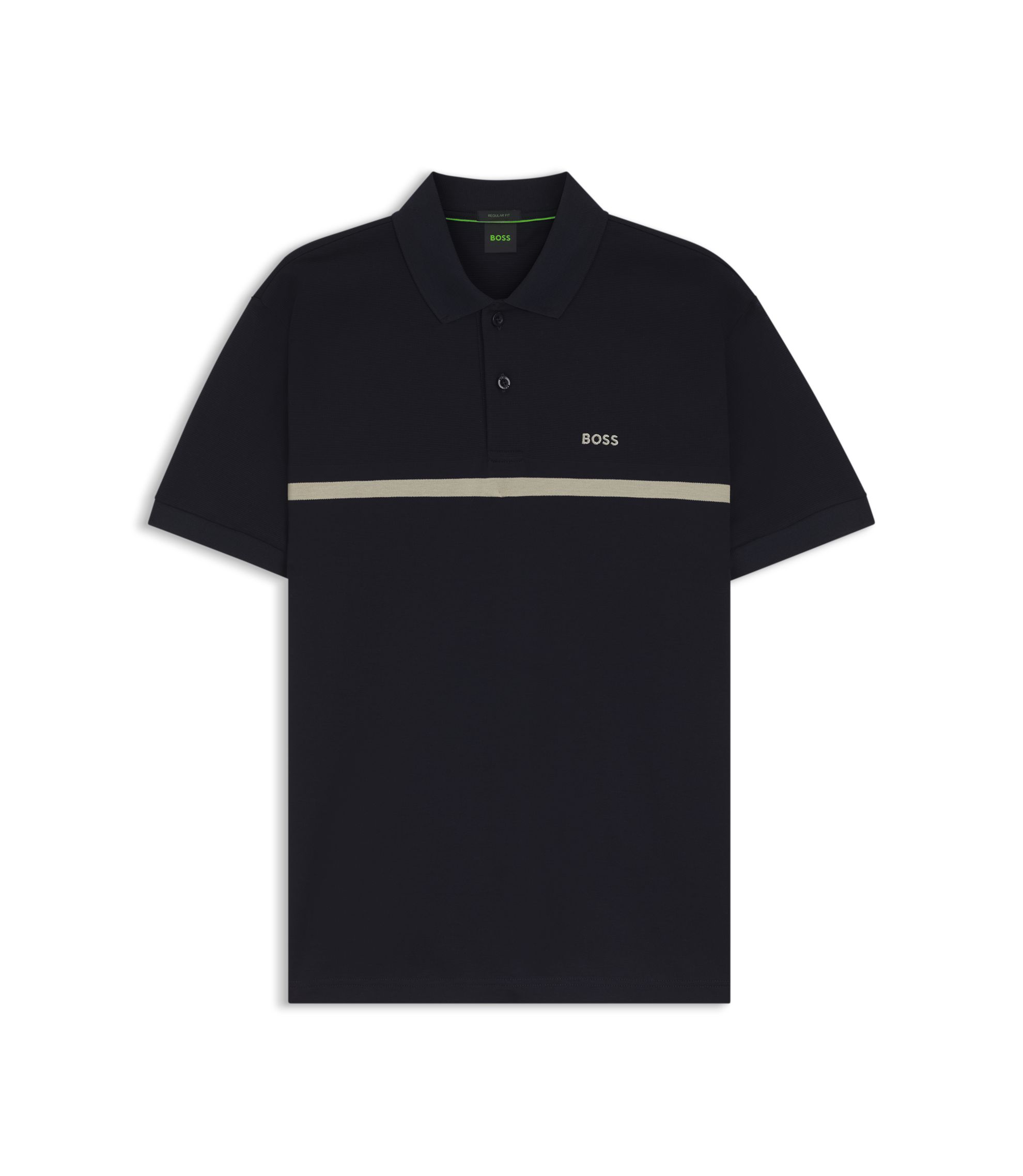 BOSS - Paddy polo shirt with engineered stripe - Dark Blue