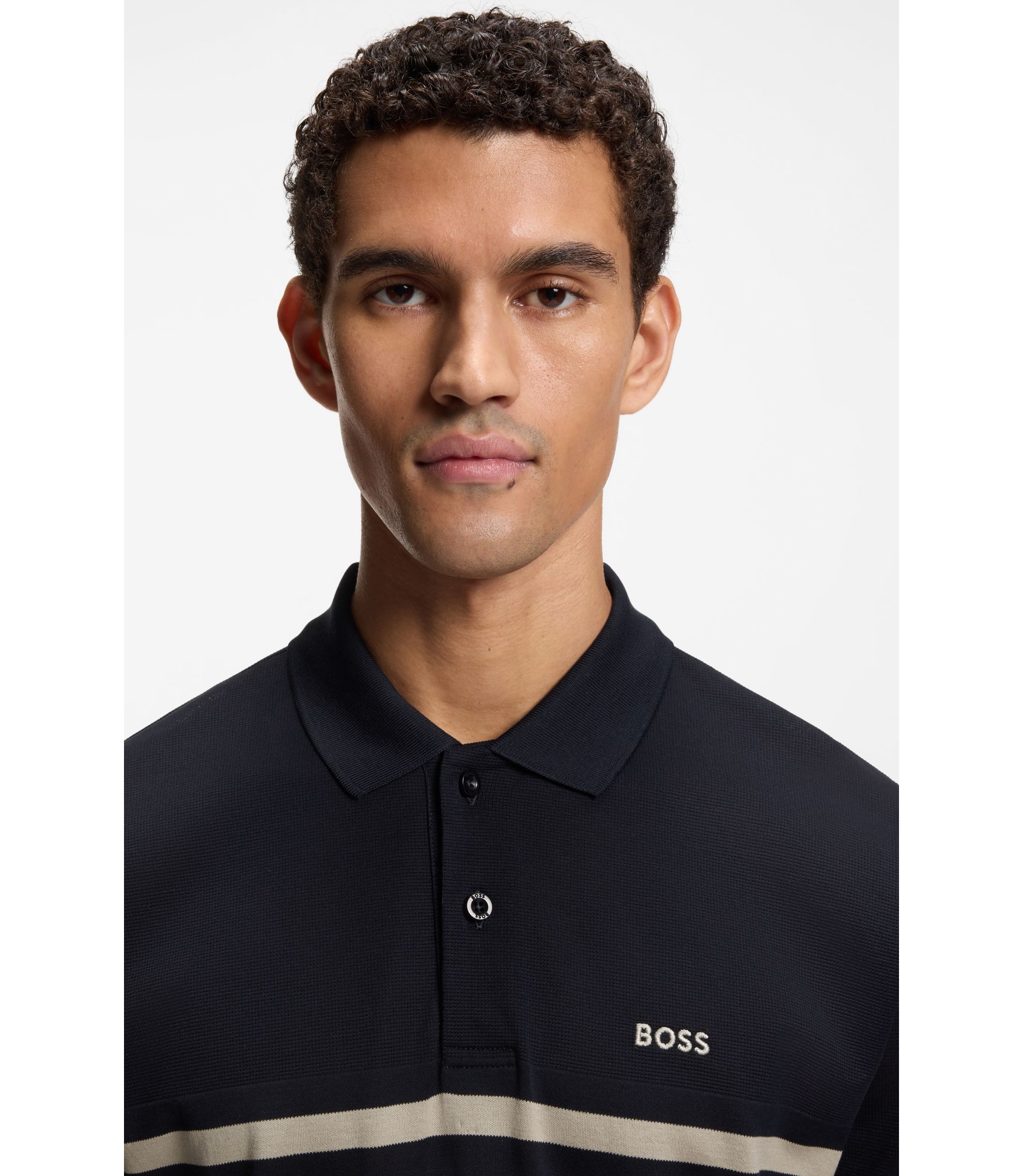 Hugo BOSS Paddy Pro ネイビー ポロシャツ BOSS - Paddy polo shirt in quick-dry stretch jersey - Blue