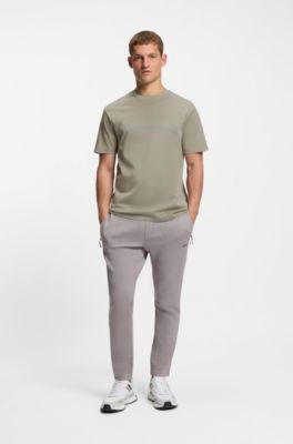 Camiseta de algod&oacute;n con raya y logo, Beige claro