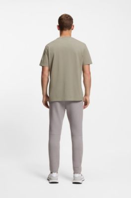 Cotton T-shirt with logo and stripe, Light Beige