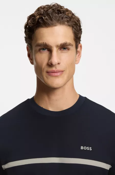 Cotton T-shirt with logo and stripe