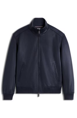 BOSS x ASTON MARTIN jacket in leather, Dark Blue