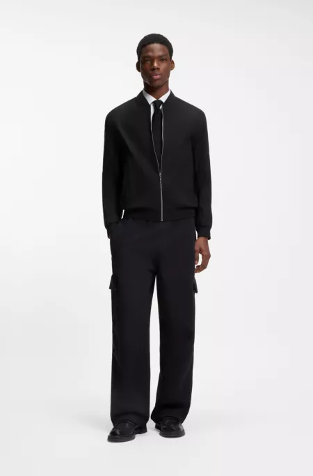 Performance-stretch slim-fit jacket in ottoman fabric