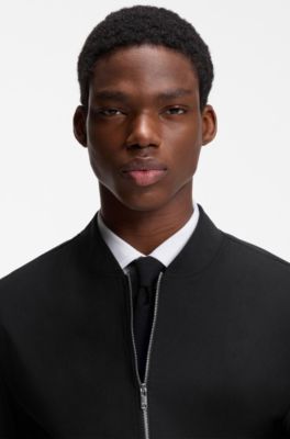 Performance-stretch slim-fit jacket in ottoman fabric, Black