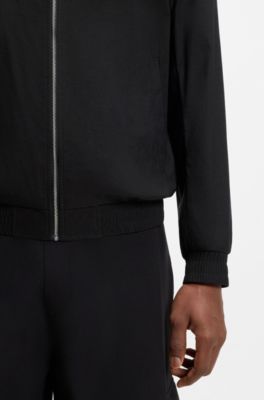 Chaqueta slim fit en tejido otomano el&aacute;stico t&eacute;cnico, Negro