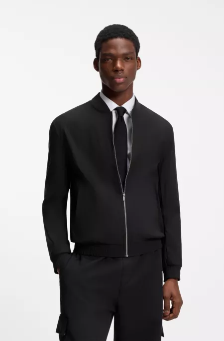 Performance-stretch slim-fit jacket in ottoman fabric