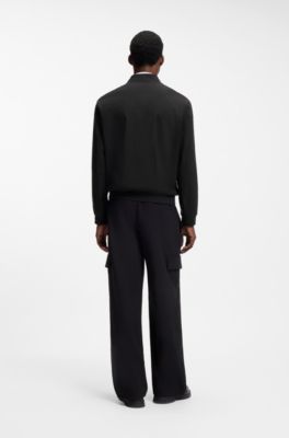 Performance-stretch slim-fit jacket in ottoman fabric, Black