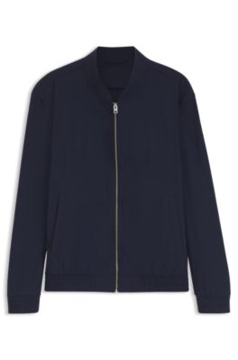 Performance-stretch slim-fit jacket in ottoman fabric, Dark Blue