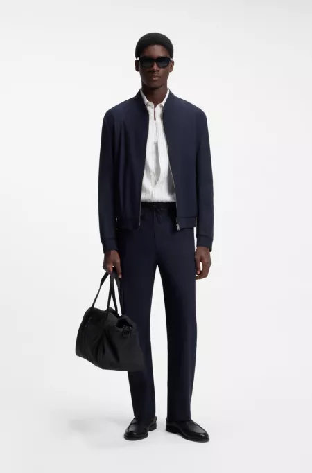 Performance-stretch slim-fit jacket in ottoman fabric