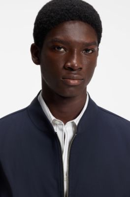 Performance-stretch slim-fit jacket in ottoman fabric, Dark Blue