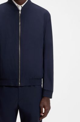 Chaqueta slim fit en tejido otomano el&aacute;stico t&eacute;cnico, Azul oscuro