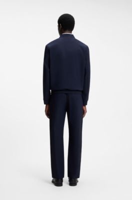 Chaqueta slim fit en tejido otomano el&aacute;stico t&eacute;cnico, Azul oscuro