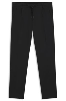 Pantalones de corte moderno en tejido otomano el&aacute;stico t&eacute;cnico, Negro