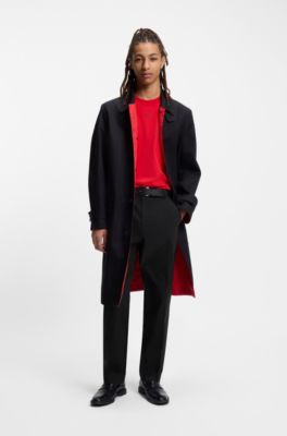 Pantalones de corte moderno en tejido otomano el&aacute;stico t&eacute;cnico, Negro