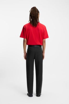 Pantalones de corte moderno en tejido otomano el&aacute;stico t&eacute;cnico, Negro