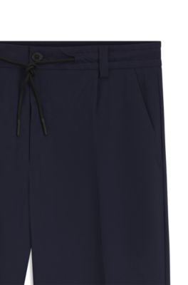 Performance-stretch modern-fit trousers in ottoman fabric, Dark Blue