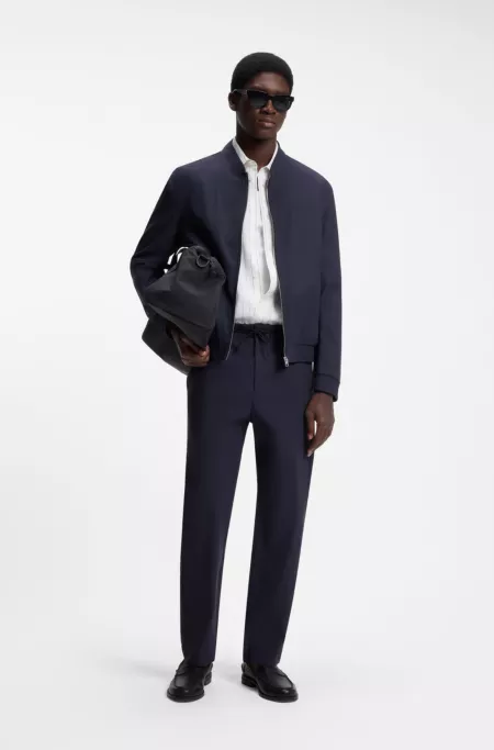 Performance-stretch modern-fit trousers in ottoman fabric