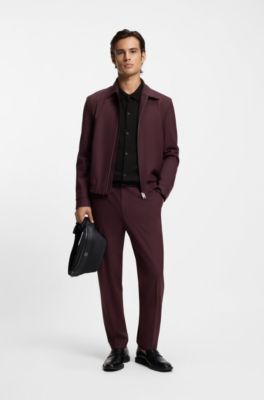 Regular-fit jacket with ribbed trims, Black