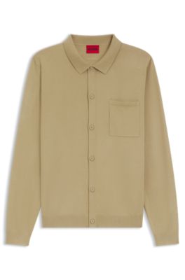 Chaqueta de punto regular fit con detalles de canal&eacute;, Beige