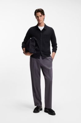 Regular-fit jacket with ribbed trims, Dark Blue